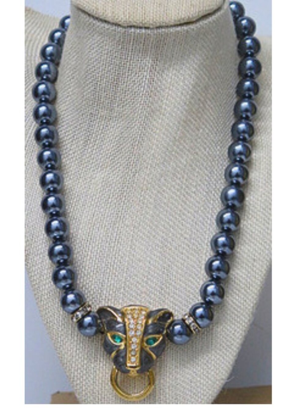 Vintage Panther Head Statement Necklace